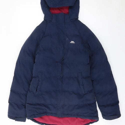 Trespass Girls Blue Waterproof Hooded Puffer Jacket 11-12 Years