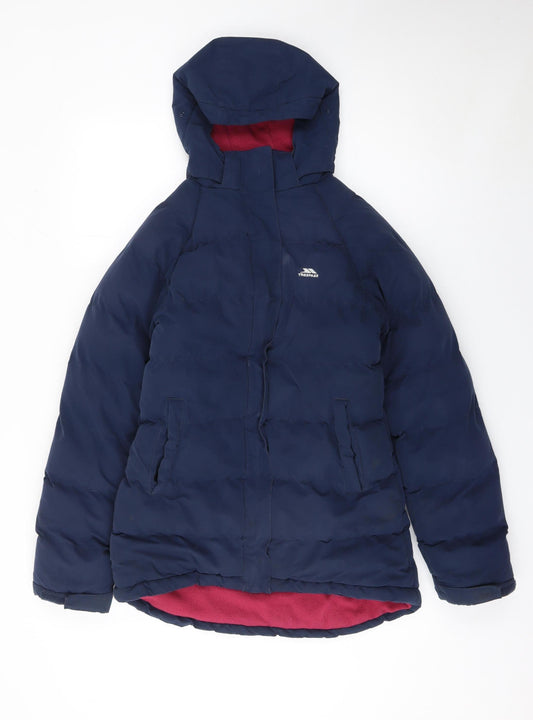 Trespass Girls Blue Waterproof Hooded Puffer Jacket 11-12 Years