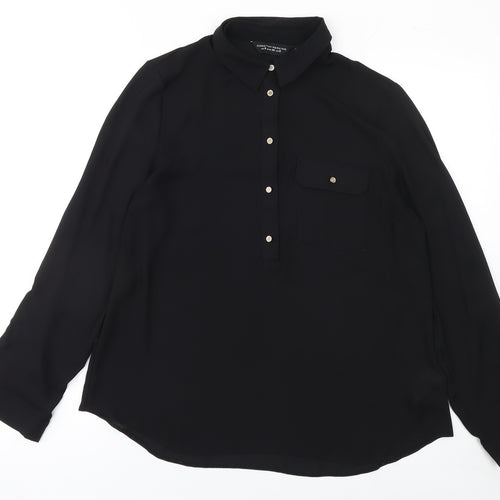 Dorothy Perkins Women's Black Long Sleeve Collared Blouse Size 12