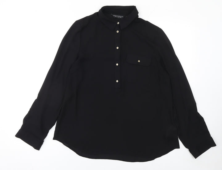 Dorothy Perkins Women's Black Long Sleeve Collared Blouse Size 12