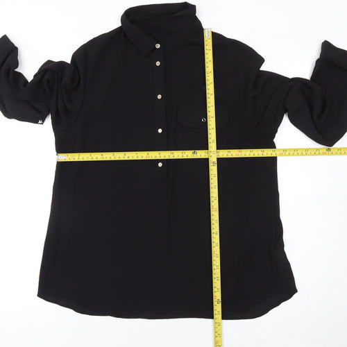Dorothy Perkins Women's Black Long Sleeve Collared Blouse Size 12
