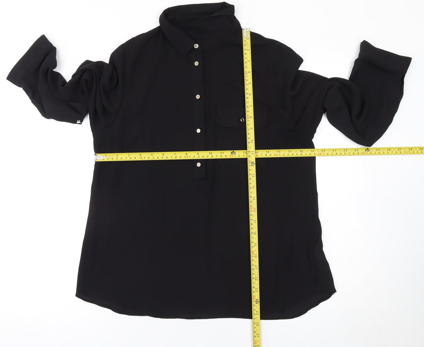 Dorothy Perkins Women's Black Long Sleeve Collared Blouse Size 12