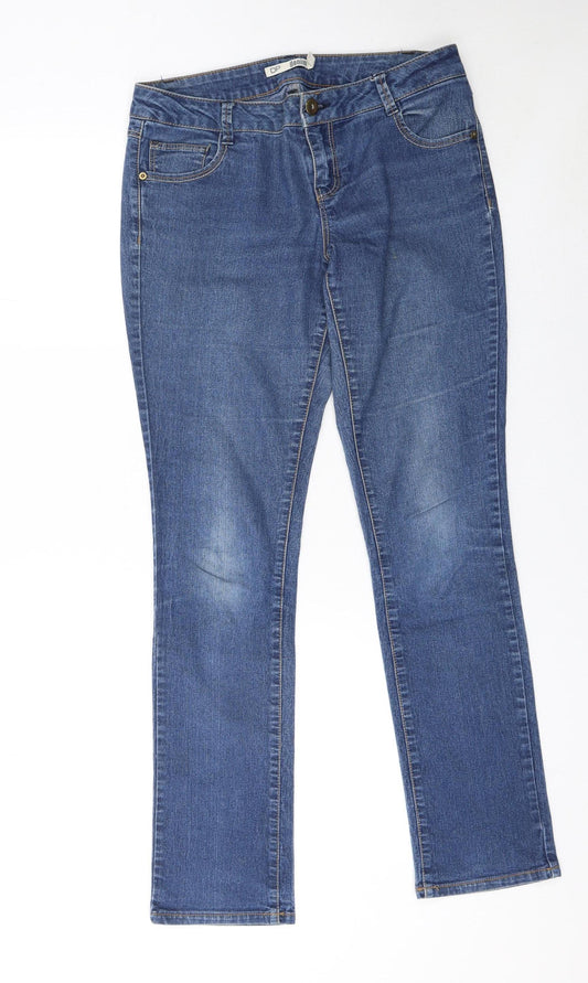 Dorothy Perkins Women’s Blue Straight Mid-Rise Stretch Jeans Size 10