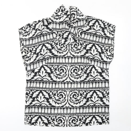 Hardob Women's Black & White High Neck Tunic Blouse Size 12