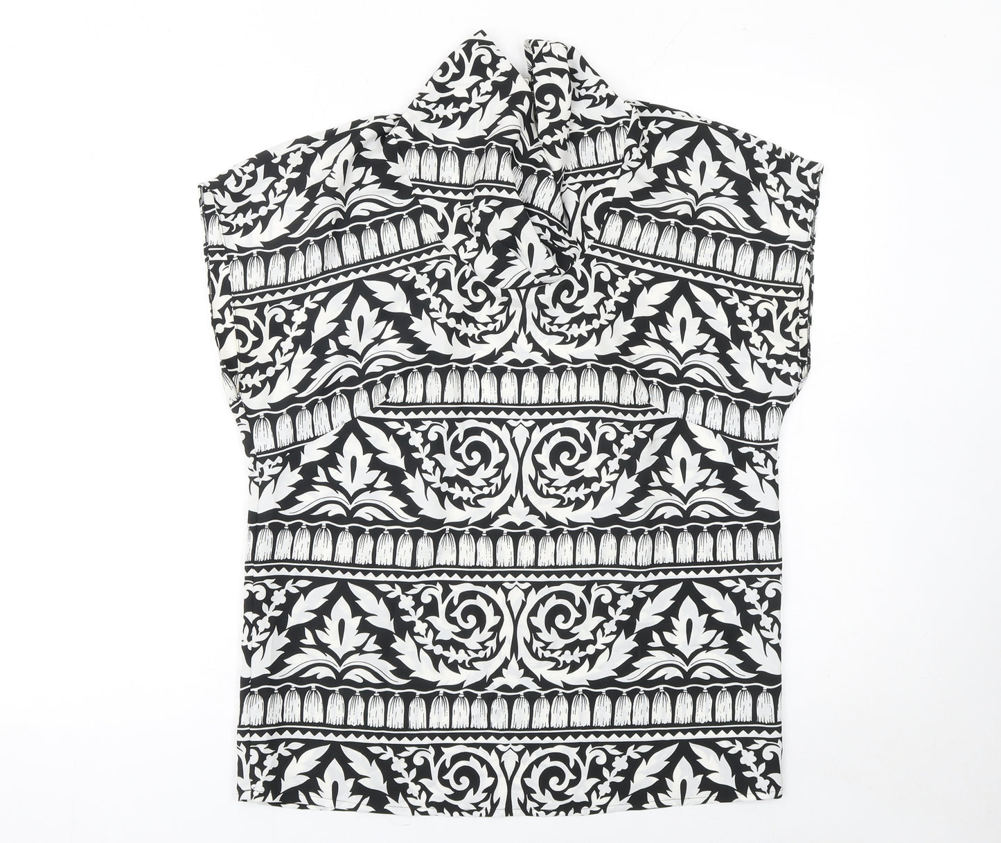 Hardob Women's Black & White High Neck Tunic Blouse Size 12