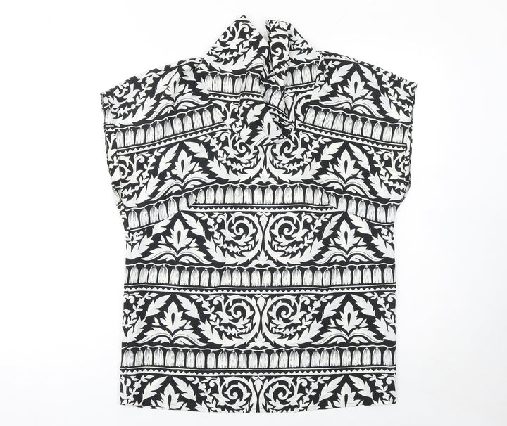 Hardob Women's Black & White High Neck Tunic Blouse Size 12