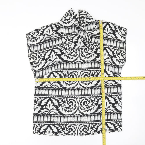 Hardob Women's Black & White High Neck Tunic Blouse Size 12