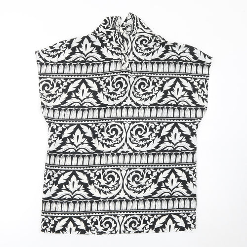 Hardob Women's Black & White High Neck Tunic Blouse Size 12