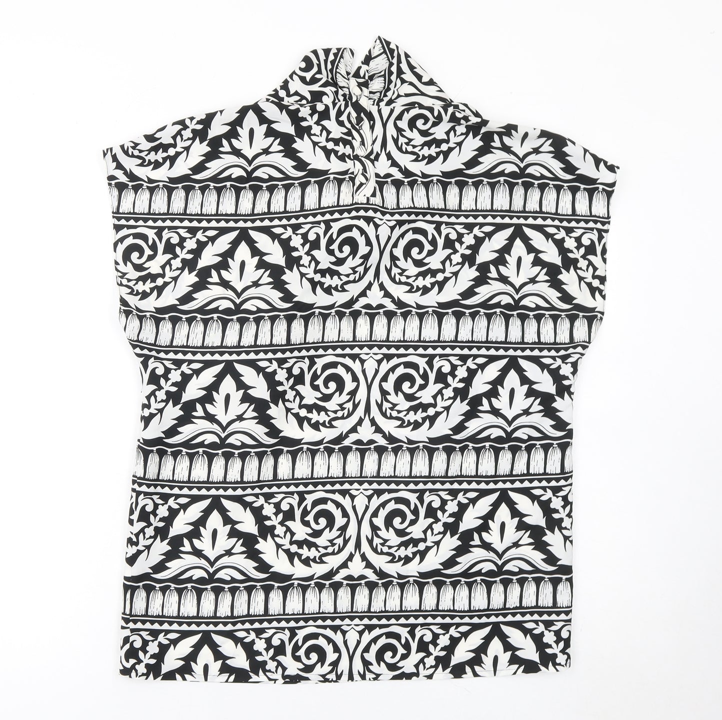 Hardob Women's Black & White High Neck Tunic Blouse Size 12