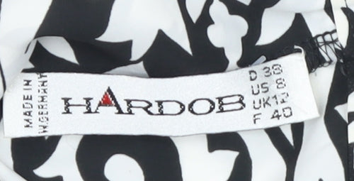 Hardob Women's Black & White High Neck Tunic Blouse Size 12