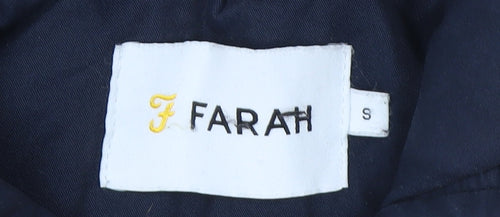 Farah Men's Navy Parka Coat Faux Fur Hood Size S Cotton Shell