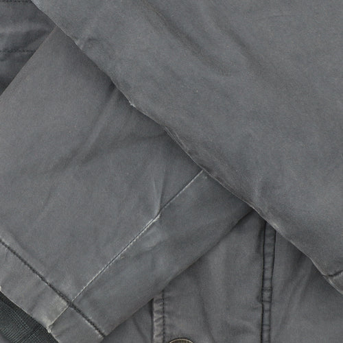 Farah Men's Navy Parka Coat Faux Fur Hood Size S Cotton Shell