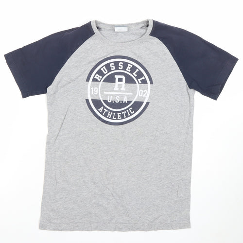 Russell Athletic Boys Grey Graphic Logo T-Shirt 10-11 Years Short Sleeve