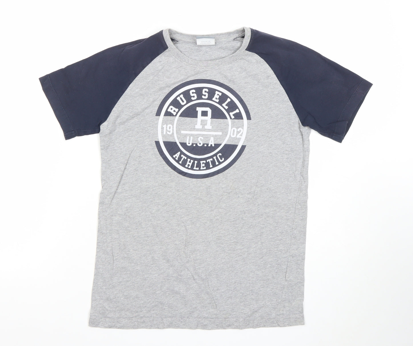 Russell Athletic Boys Grey Graphic Logo T-Shirt 10-11 Years Short Sleeve