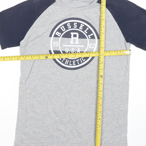 Russell Athletic Boys Grey Graphic Logo T-Shirt 10-11 Years Short Sleeve