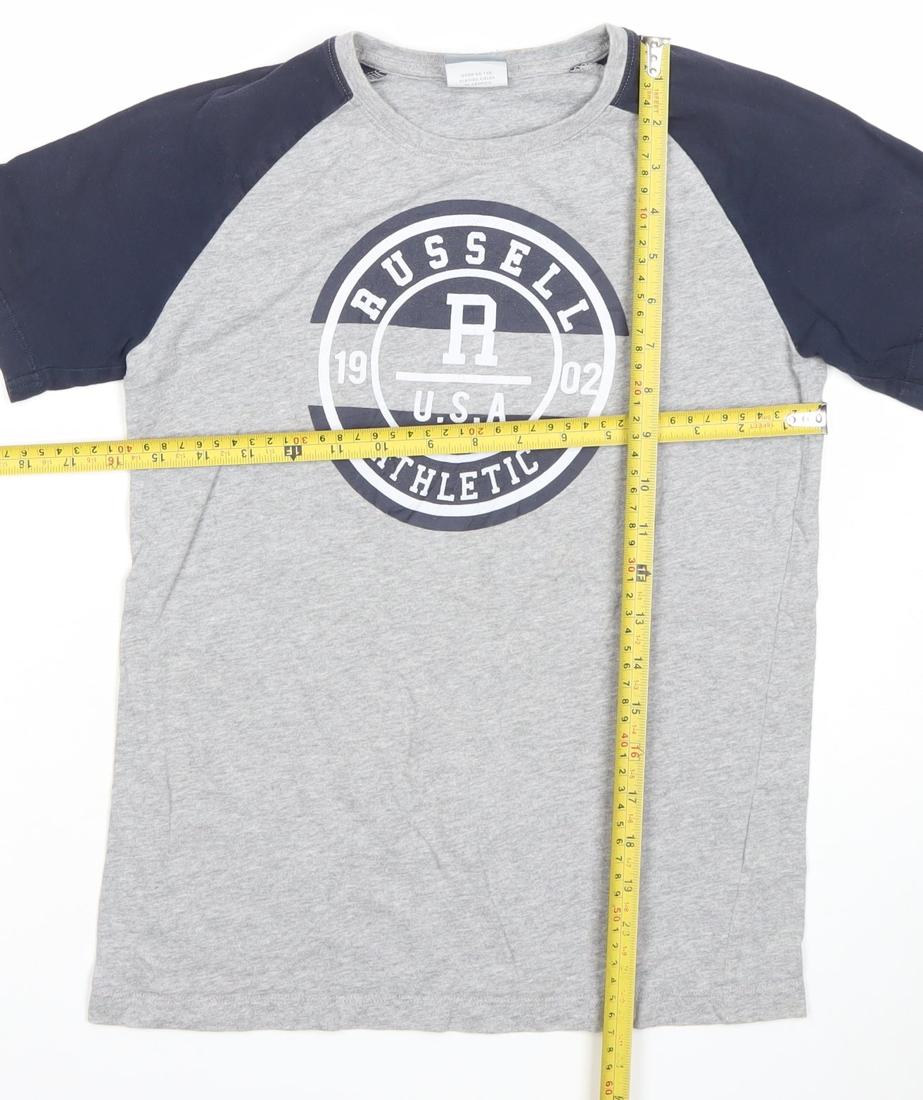 Russell Athletic Boys Grey Graphic Logo T-Shirt 10-11 Years Short Sleeve