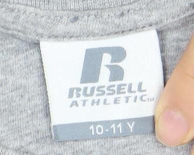 Russell Athletic Boys Grey Graphic Logo T-Shirt 10-11 Years Short Sleeve