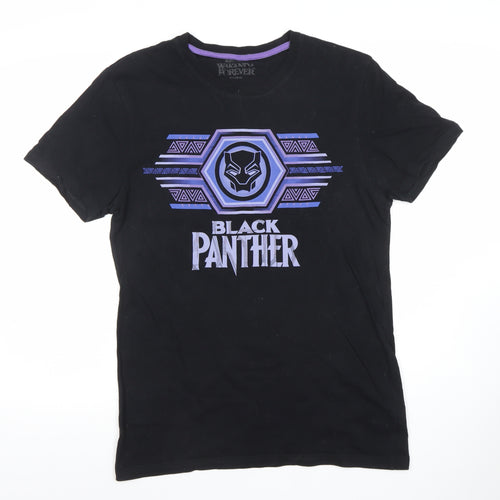 Marvel Black Panther Wakanda Forever Men's Black Cotton T-Shirt Size S