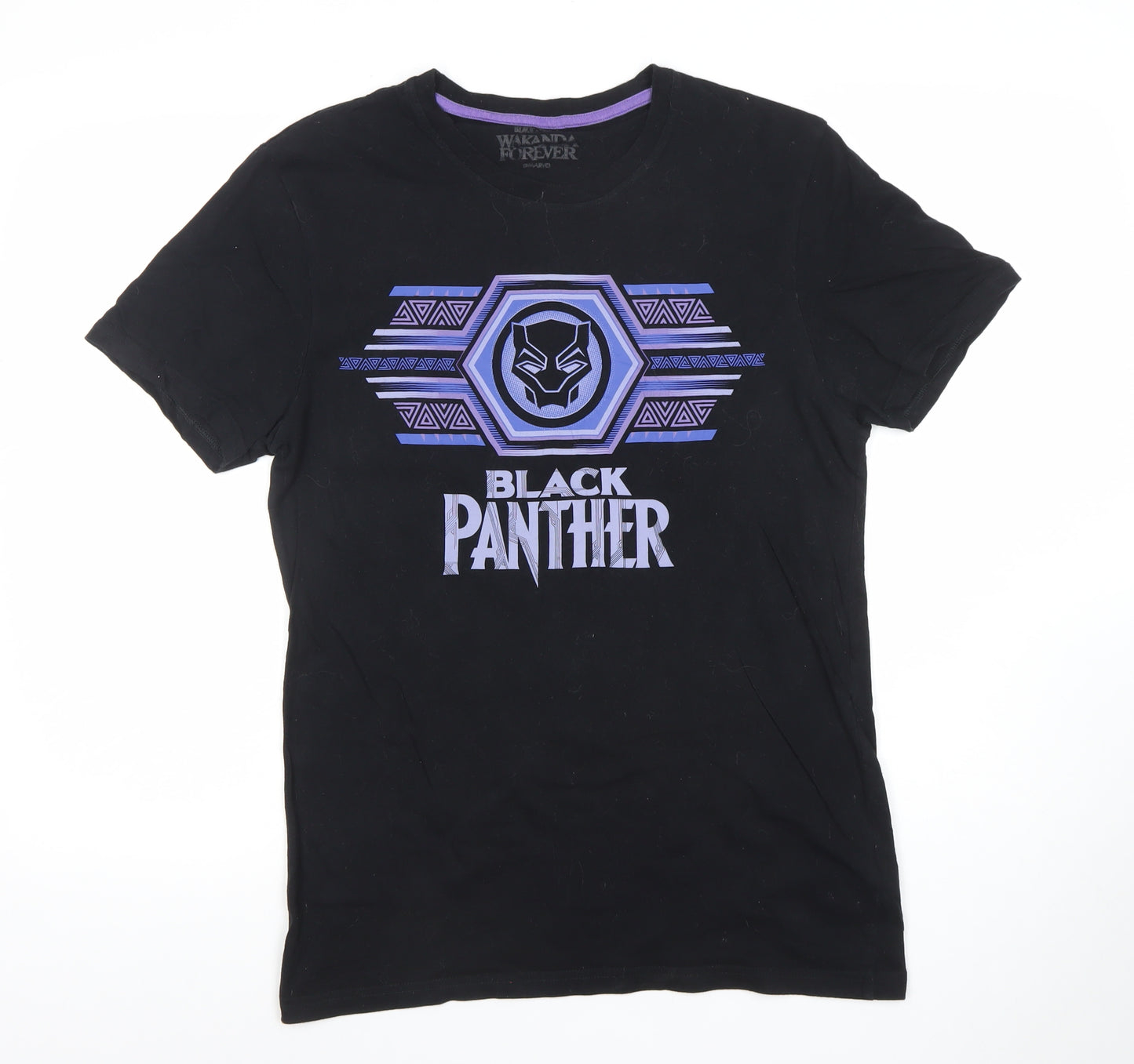 Marvel Black Panther Wakanda Forever Men's Black Cotton T-Shirt Size S