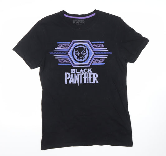Marvel Black Panther Wakanda Forever Men's Black Cotton T-Shirt Size S