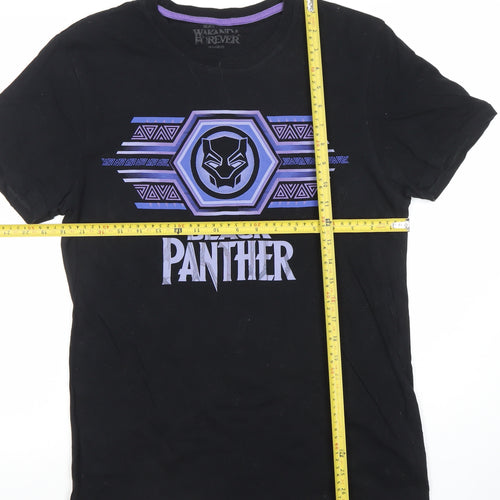 Marvel Black Panther Wakanda Forever Men's Black Cotton T-Shirt Size S