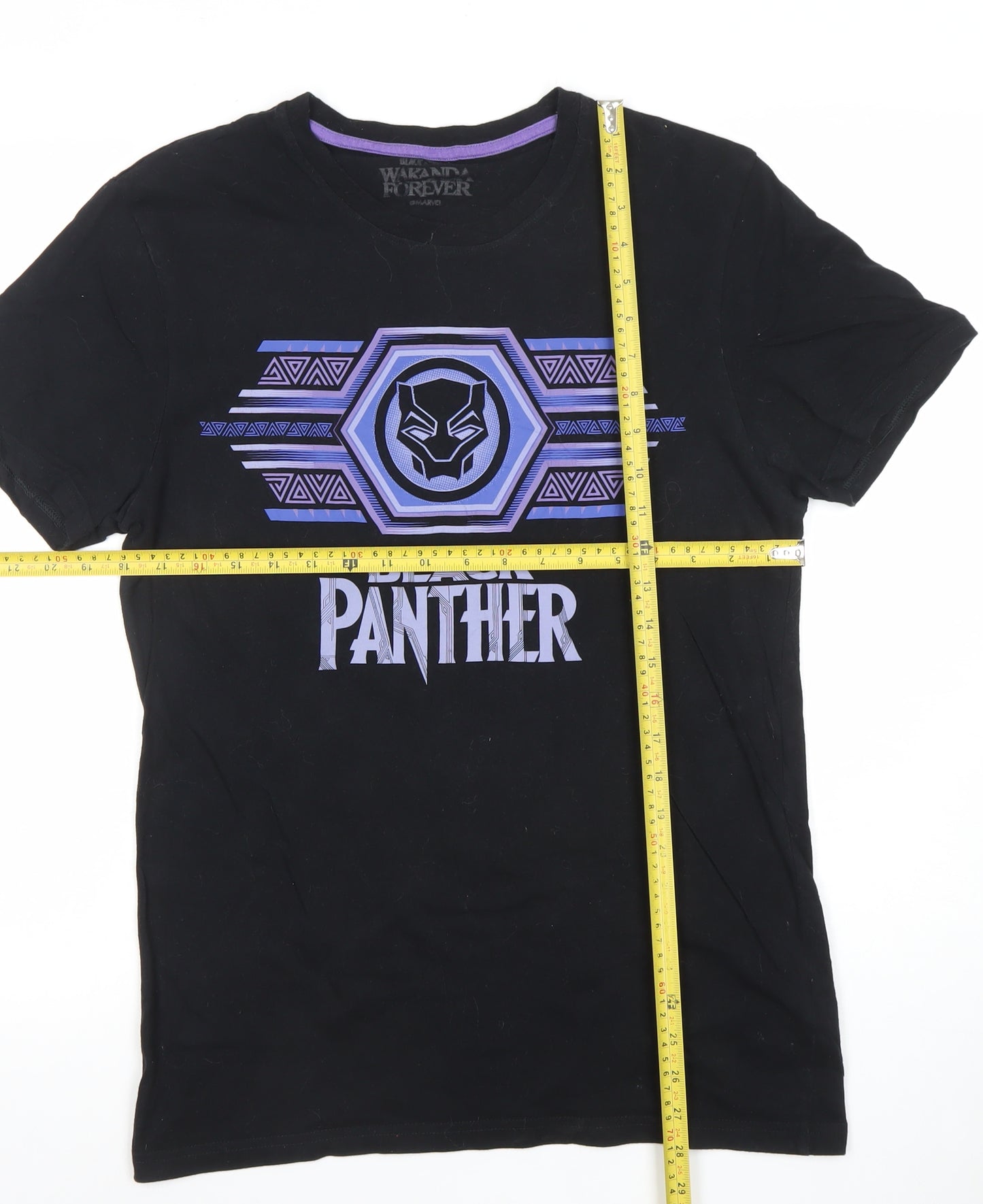 Marvel Black Panther Wakanda Forever Men's Black Cotton T-Shirt Size S