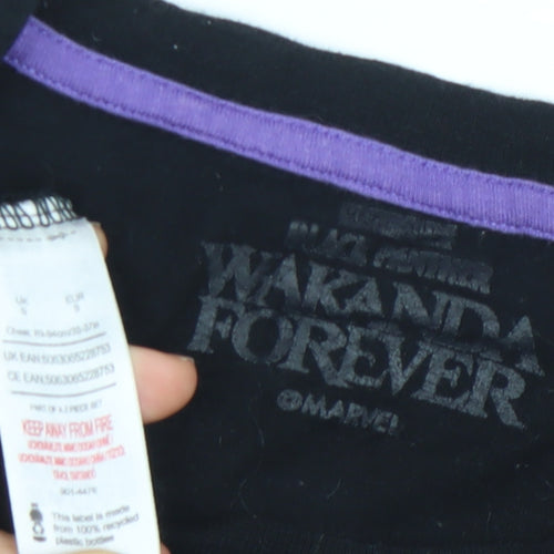 Marvel Black Panther Wakanda Forever Men's Black Cotton T-Shirt Size S