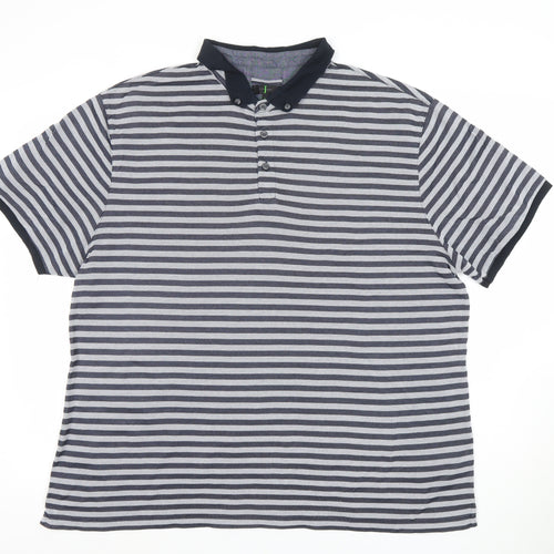 Jasper Conran Men's Blue Striped Cotton Polo Shirt XL