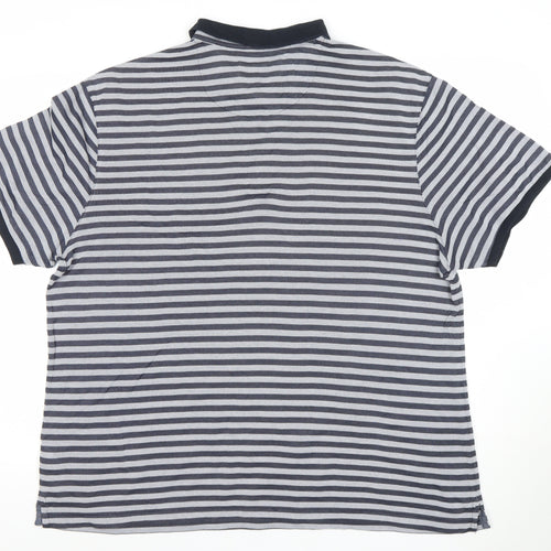 Jasper Conran Men's Blue Striped Cotton Polo Shirt XL