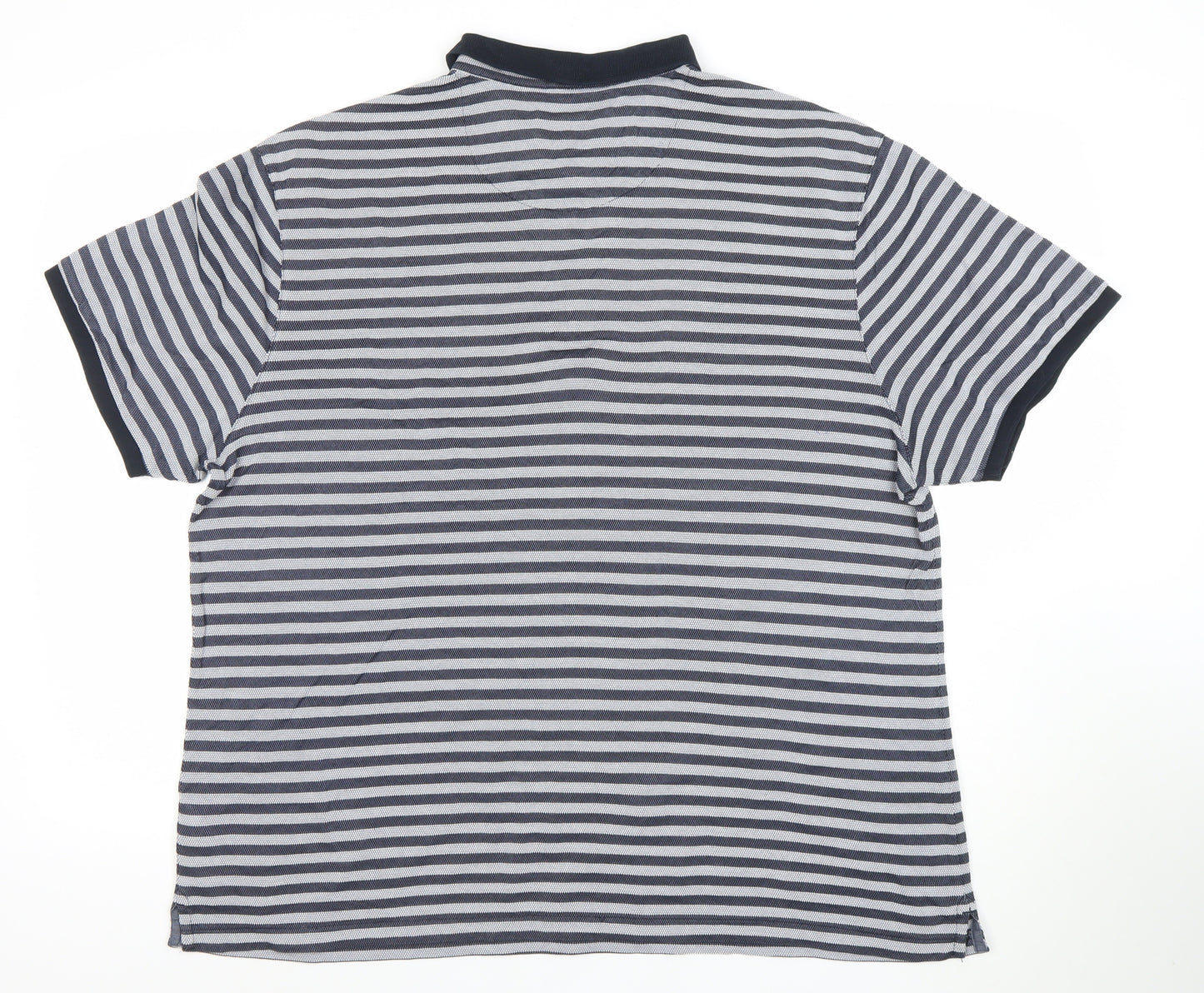 Jasper Conran Men's Blue Striped Cotton Polo Shirt XL