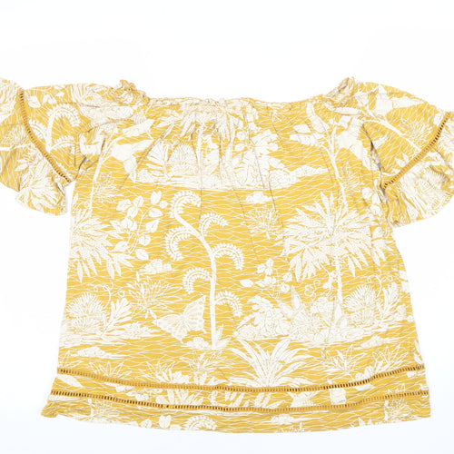 Next Women’s Yellow Floral Off Shoulder Tunic Blouse Size 16
