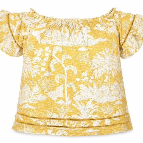 Next Women’s Yellow Floral Off Shoulder Tunic Blouse Size 16