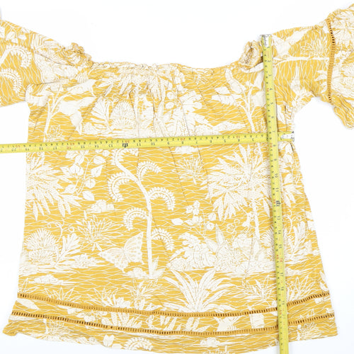 Next Women’s Yellow Floral Off Shoulder Tunic Blouse Size 16