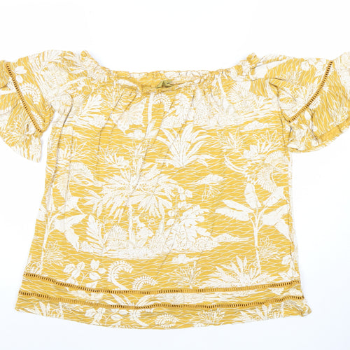 Next Women’s Yellow Floral Off Shoulder Tunic Blouse Size 16
