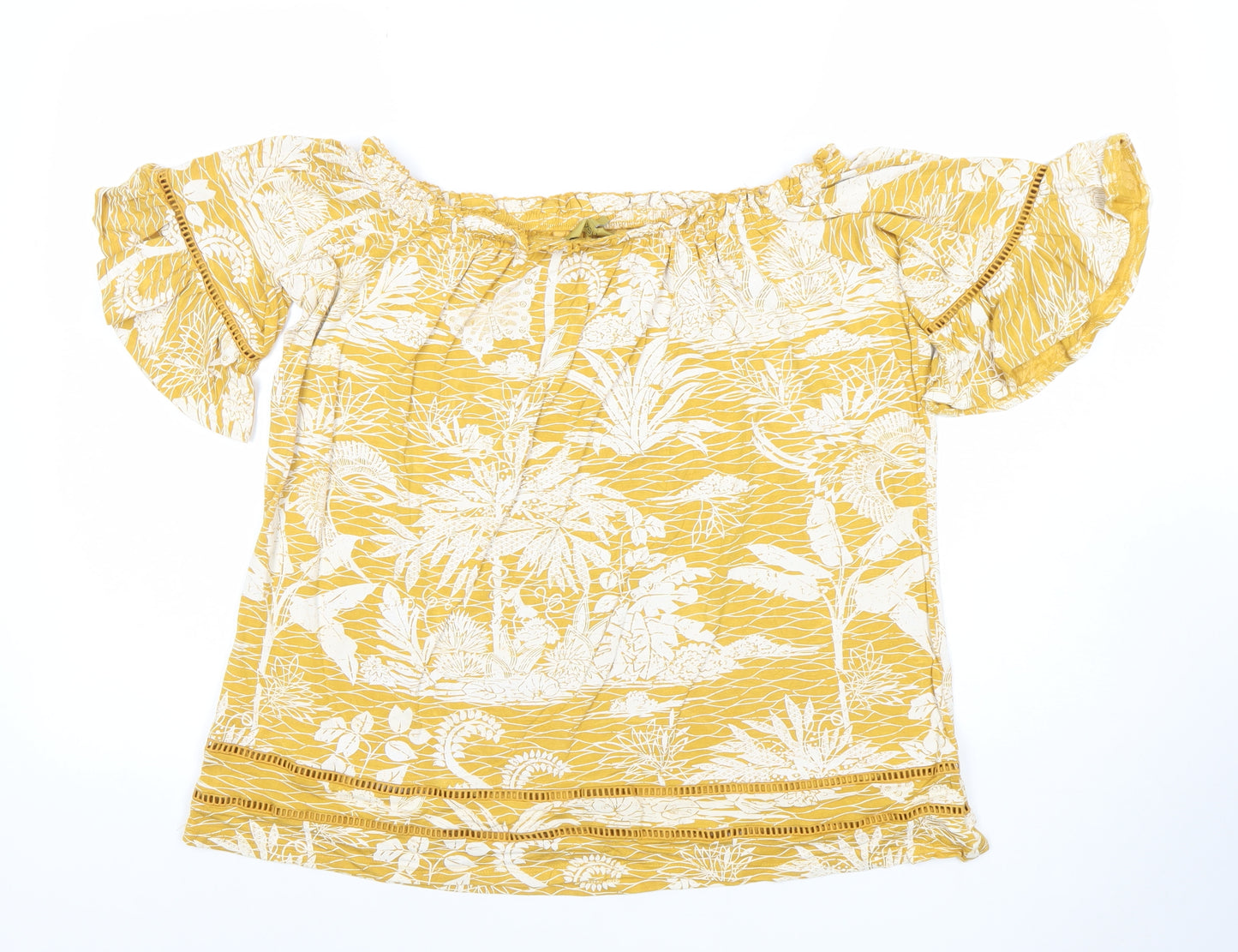 Next Women’s Yellow Floral Off Shoulder Tunic Blouse Size 16