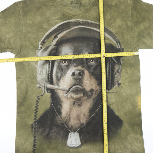 The Mountain Men’s Green Dog Headphones Graphic T-Shirt Size L