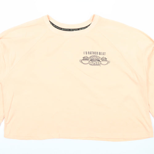 FRIENDS Central Perk Peach Sweatshirt Women S Crew Neck Cotton Blend