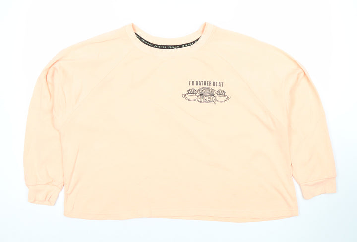 FRIENDS Central Perk Peach Sweatshirt Women S Crew Neck Cotton Blend