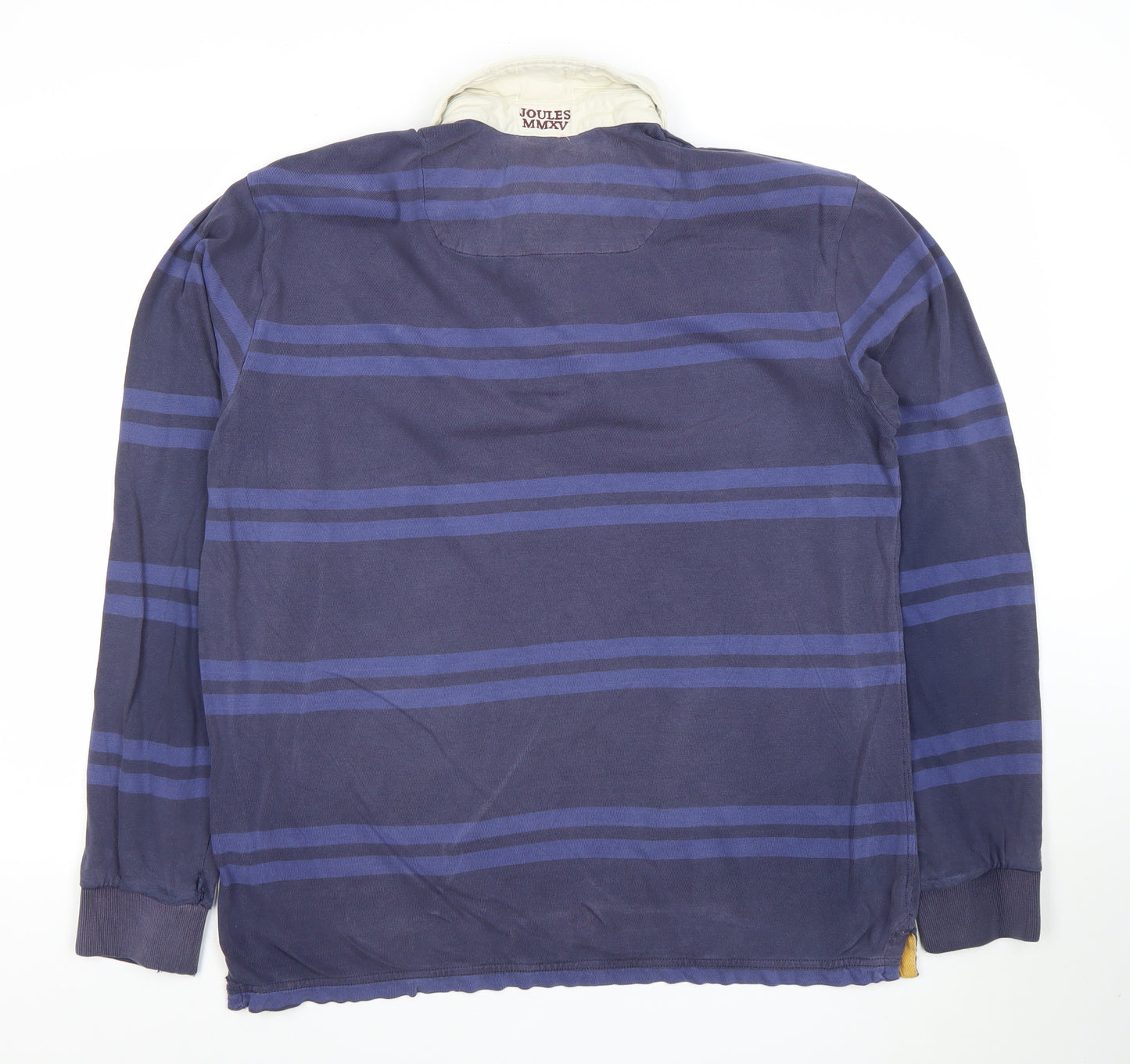 Joules Men's Blue Striped Long Sleeve Rugby Polo Shirt Size L