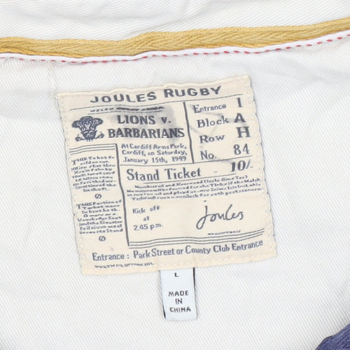 Joules Men's Blue Striped Long Sleeve Rugby Polo Shirt Size L