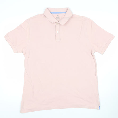 Marks and Spencer Men’s Pink Regular Fit Pure Cotton Polo Shirt L