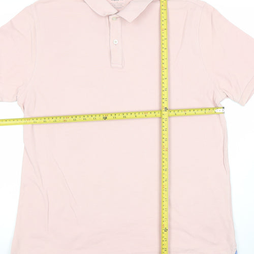 Marks and Spencer Men’s Pink Regular Fit Pure Cotton Polo Shirt L