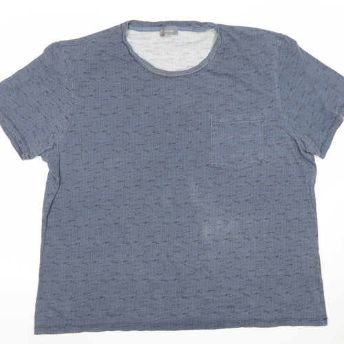 Jaeger Men’s Blue Geometric Cotton Crew Neck Short Sleeve T-Shirt 2XL