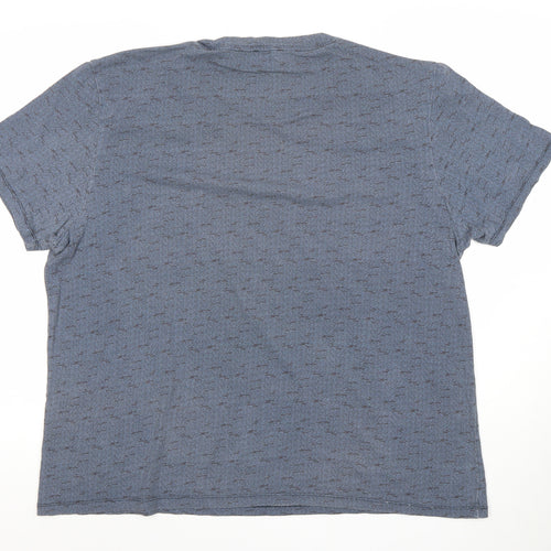 Jaeger Men’s Blue Geometric Cotton Crew Neck Short Sleeve T-Shirt 2XL