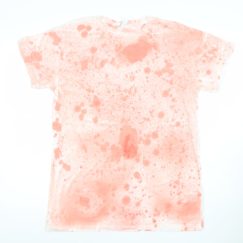 H&M Divided Unisex Orange Tie-Dye Crew Neck Cotton T-Shirt Size S