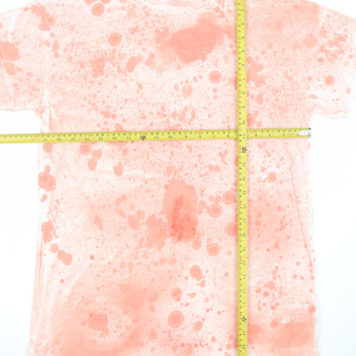 H&M Divided Unisex Orange Tie-Dye Crew Neck Cotton T-Shirt Size S