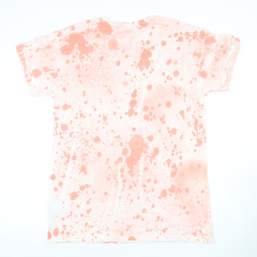 H&M Divided Unisex Orange Tie-Dye Crew Neck Cotton T-Shirt Size S