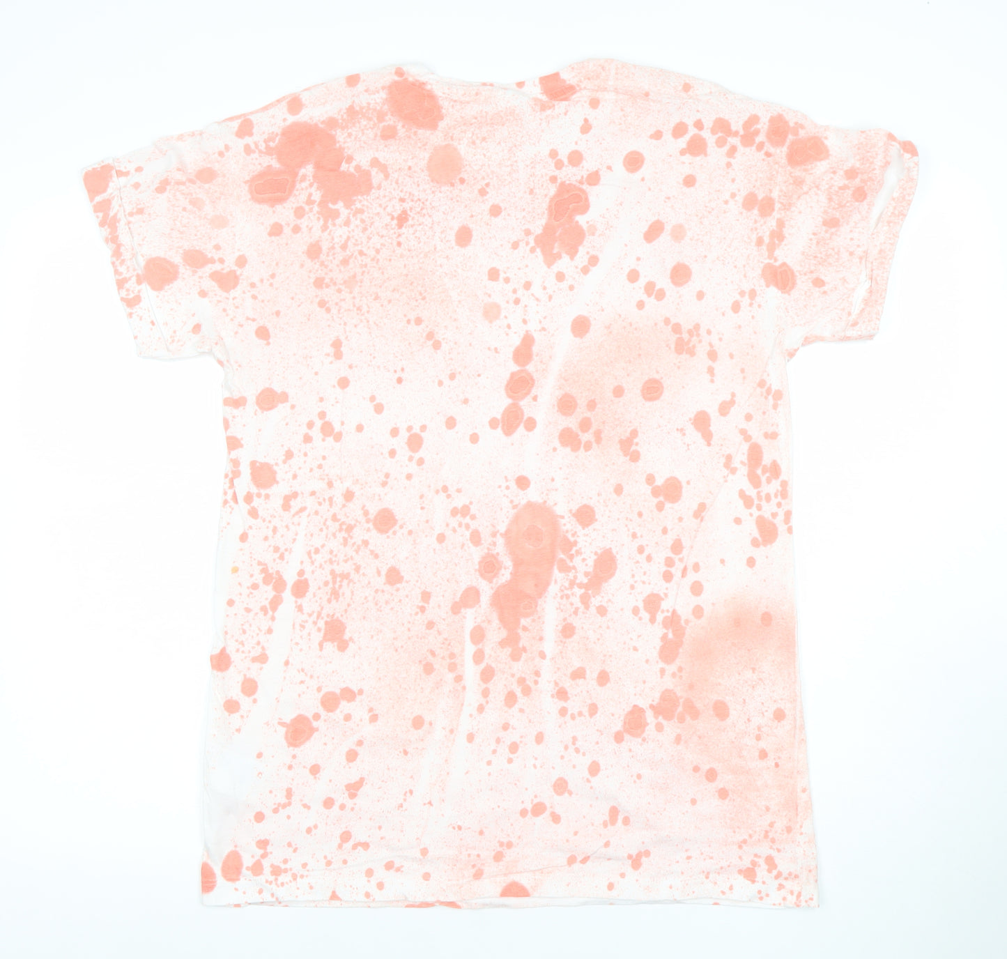 H&M Divided Unisex Orange Tie-Dye Crew Neck Cotton T-Shirt Size S