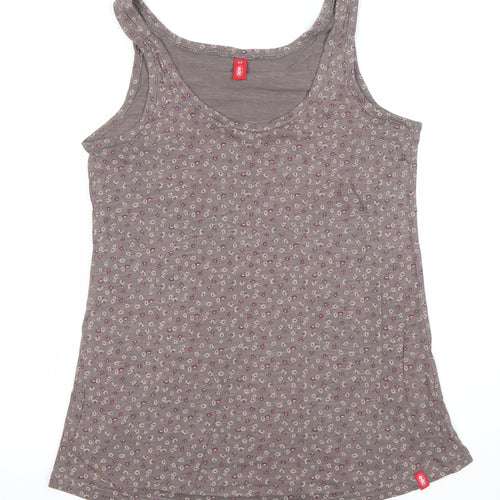 EDC Women's Brown Floral Cotton Jersey Tank Top XS