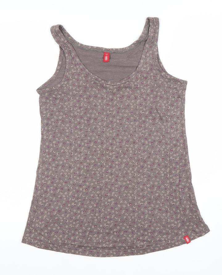 EDC Women's Brown Floral Cotton Jersey Tank Top XS